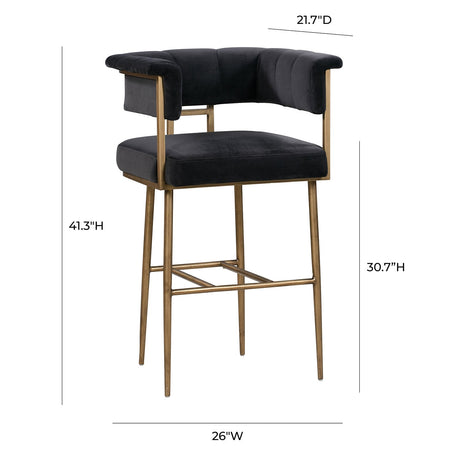 Astrid Velvet Bar Stool | TOV - TOV - D44027 - Home Elegance USA - 20