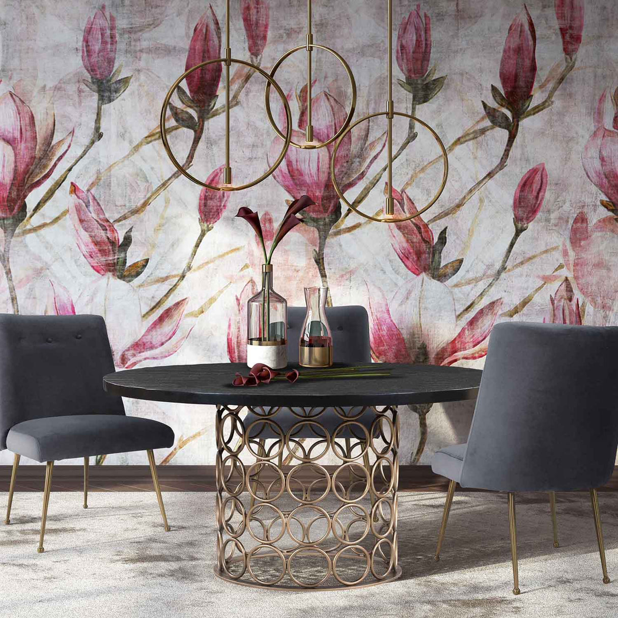 Tov Furniture Valentina Brass Round Dining Table