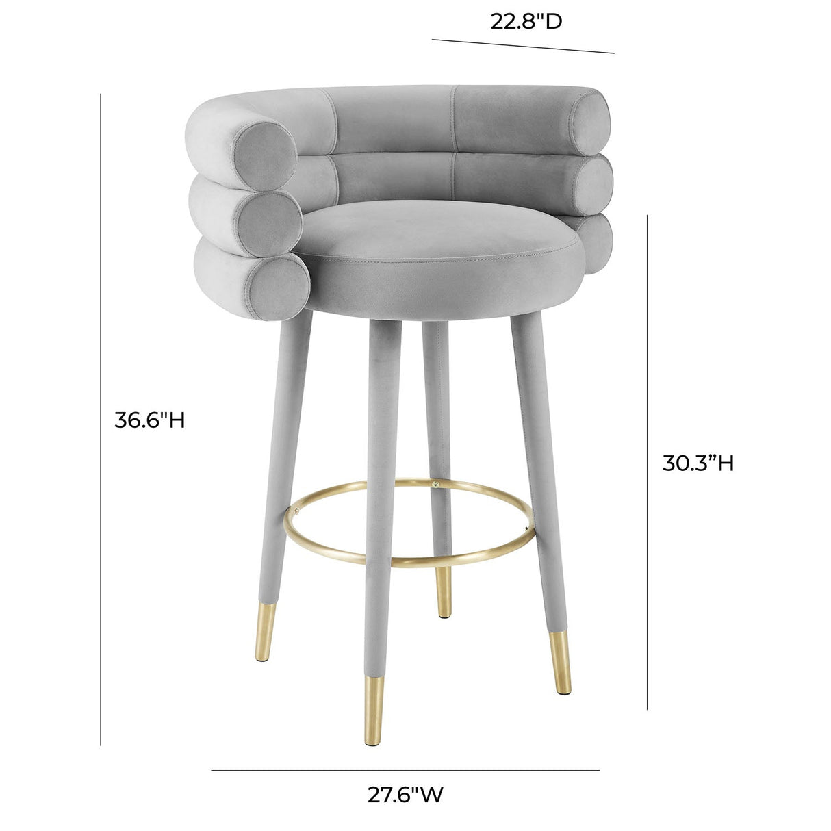 Betty Velvet Bar Stool | TOV | Home Elegance USA