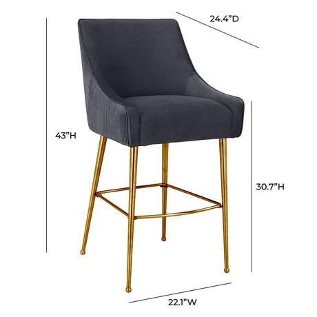 Tov Furniture Beatrix Pleated Velvet Bar Stool