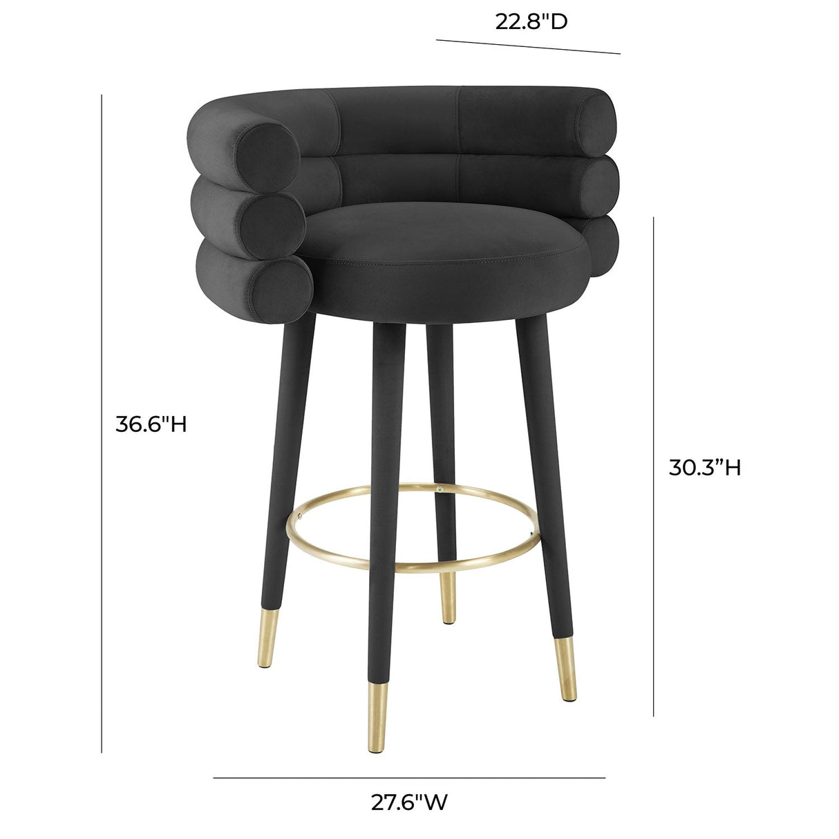 Betty Velvet Bar Stool | TOV | Home Elegance USA