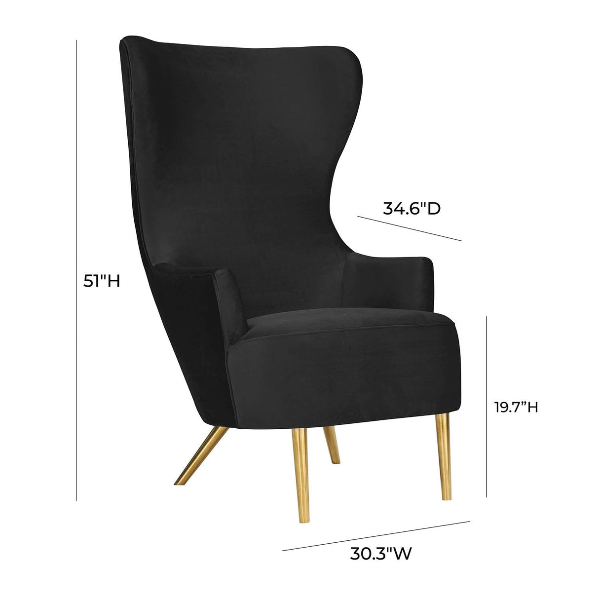 Tov Furniture Julia Velvet Wingback Chair