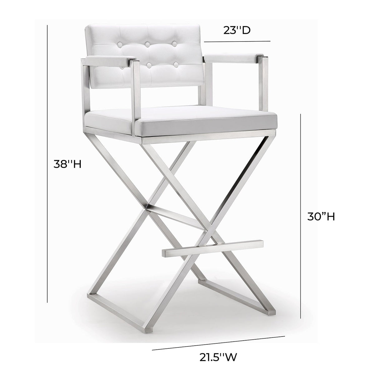 Director Stainless Steel Bar Stool | TOV | Home Elegance USA