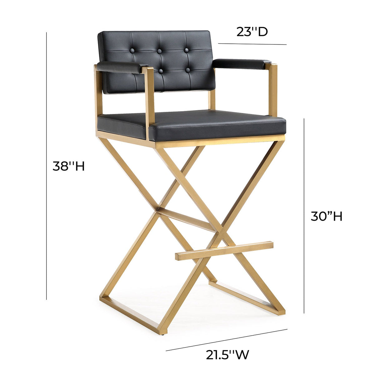 Director Gold Bar Stool | TOV | Home Elegance USA