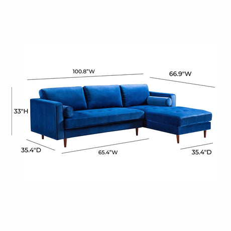 Tov Furniture Como Velvet Right Arm Sectional Sofa