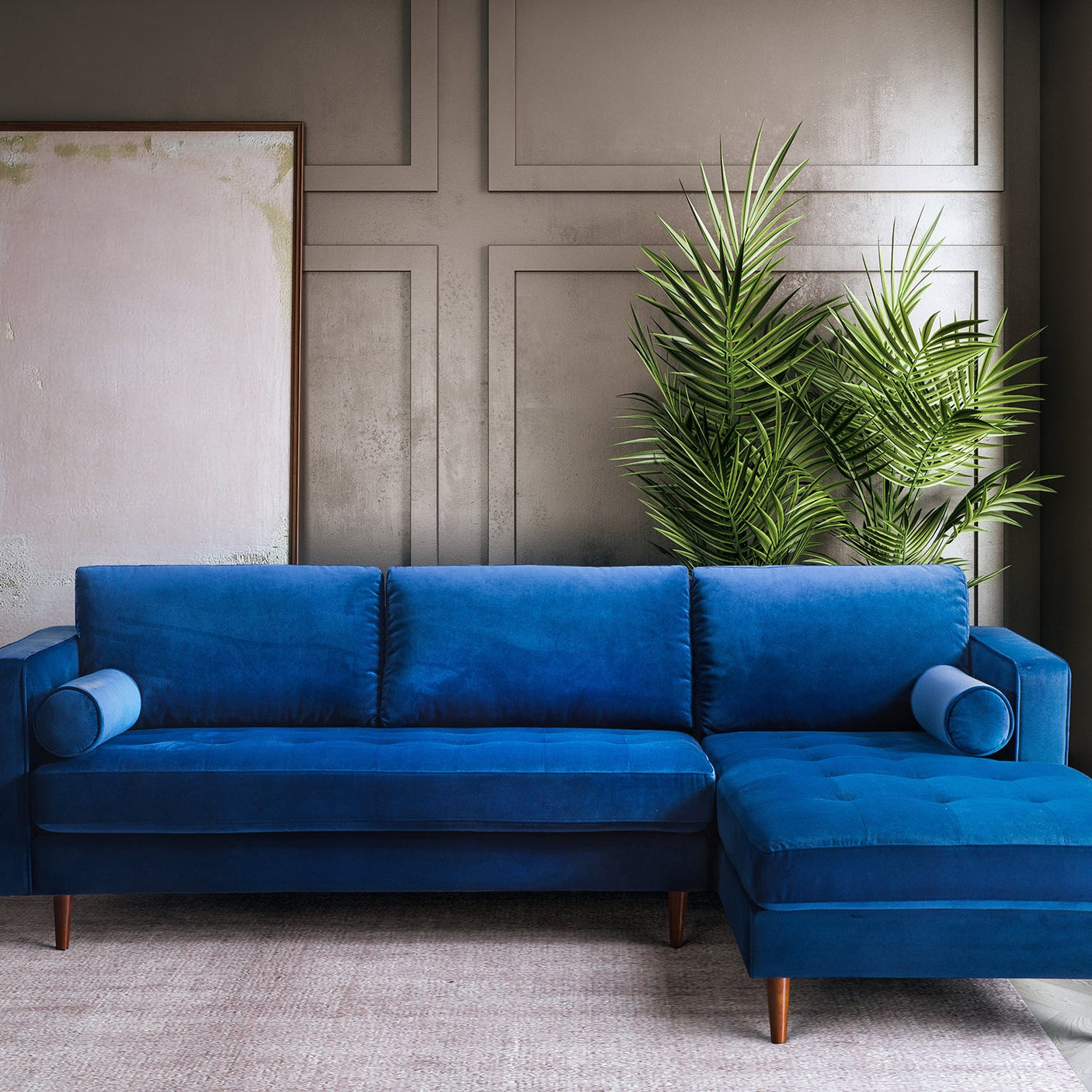 Tov Furniture Como Velvet Right Arm Sectional Sofa