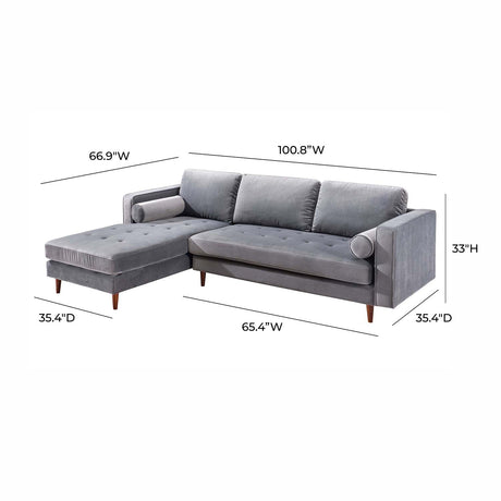 Como Velvet Left Arm Sectional Sofa | TOV