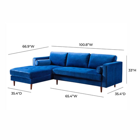 Como Velvet Left Arm Sectional Sofa | TOV