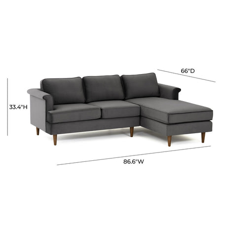 Tov Furniture Porter Velvet Right Arm Sectional Sofa