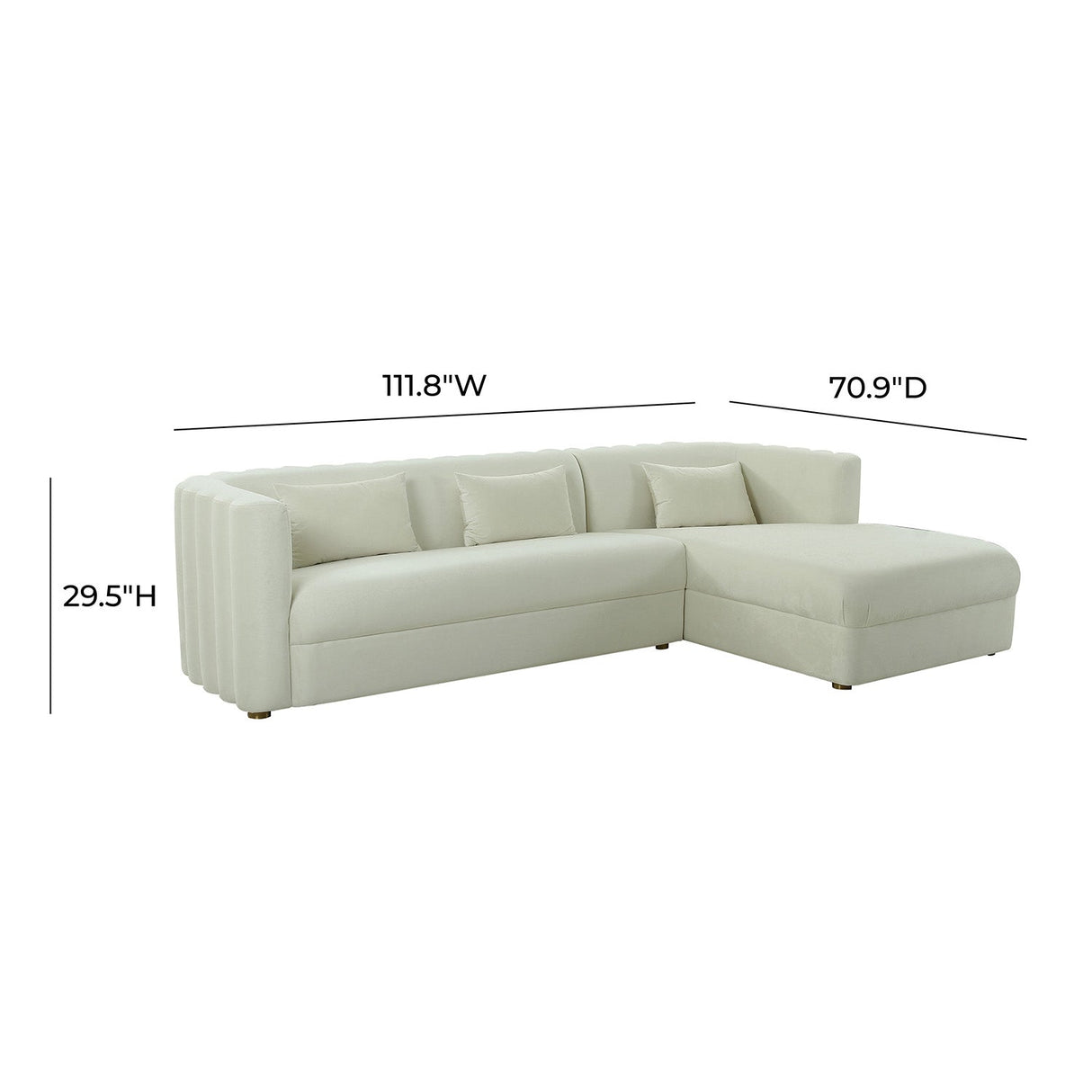 Callie Velvet Right Arm Sectional Sofa | TOV | Home Elegance USA