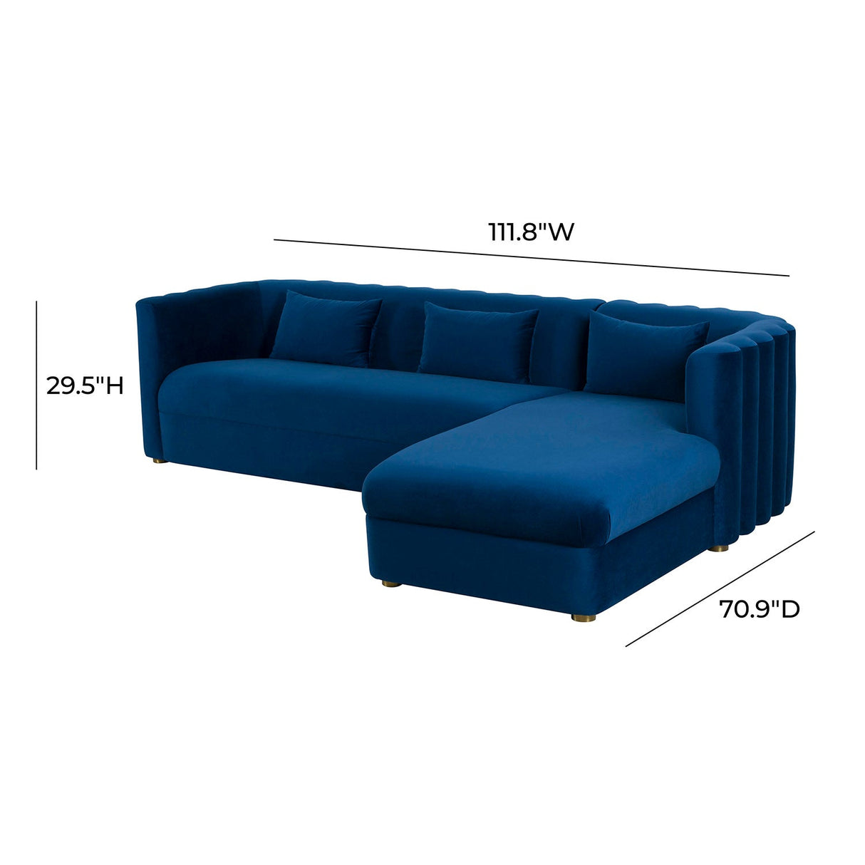 Callie Velvet Right Arm Sectional Sofa | TOV | Home Elegance USA