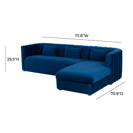 Tov Furniture Callie Velvet Right Arm Sectional Sofa