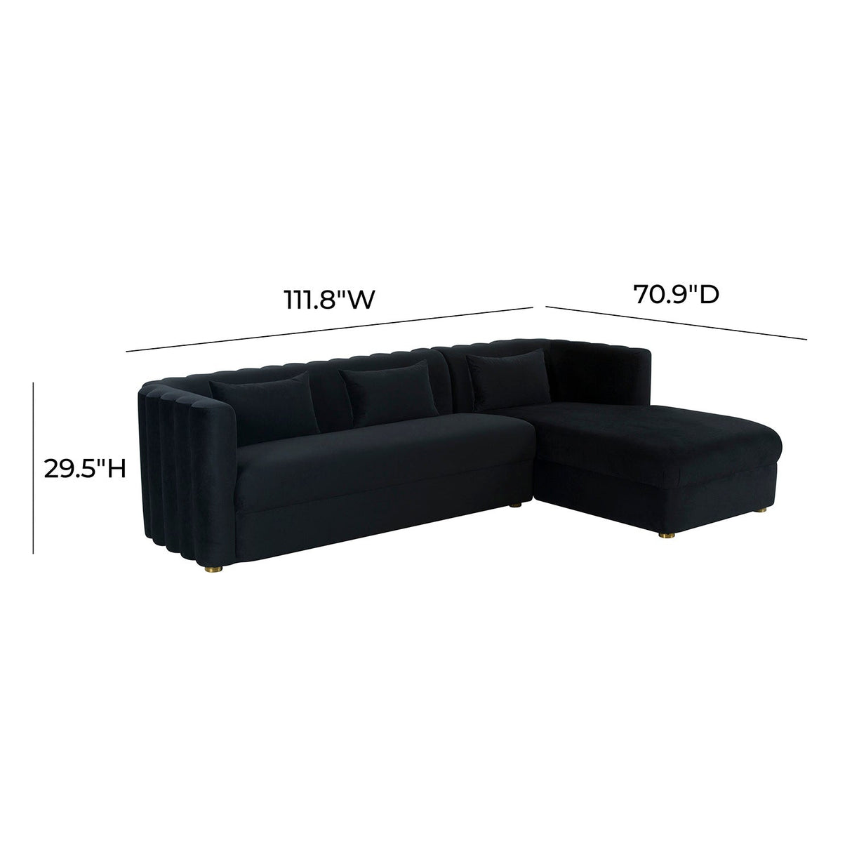 Callie Velvet Right Arm Sectional Sofa | TOV | Home Elegance USA