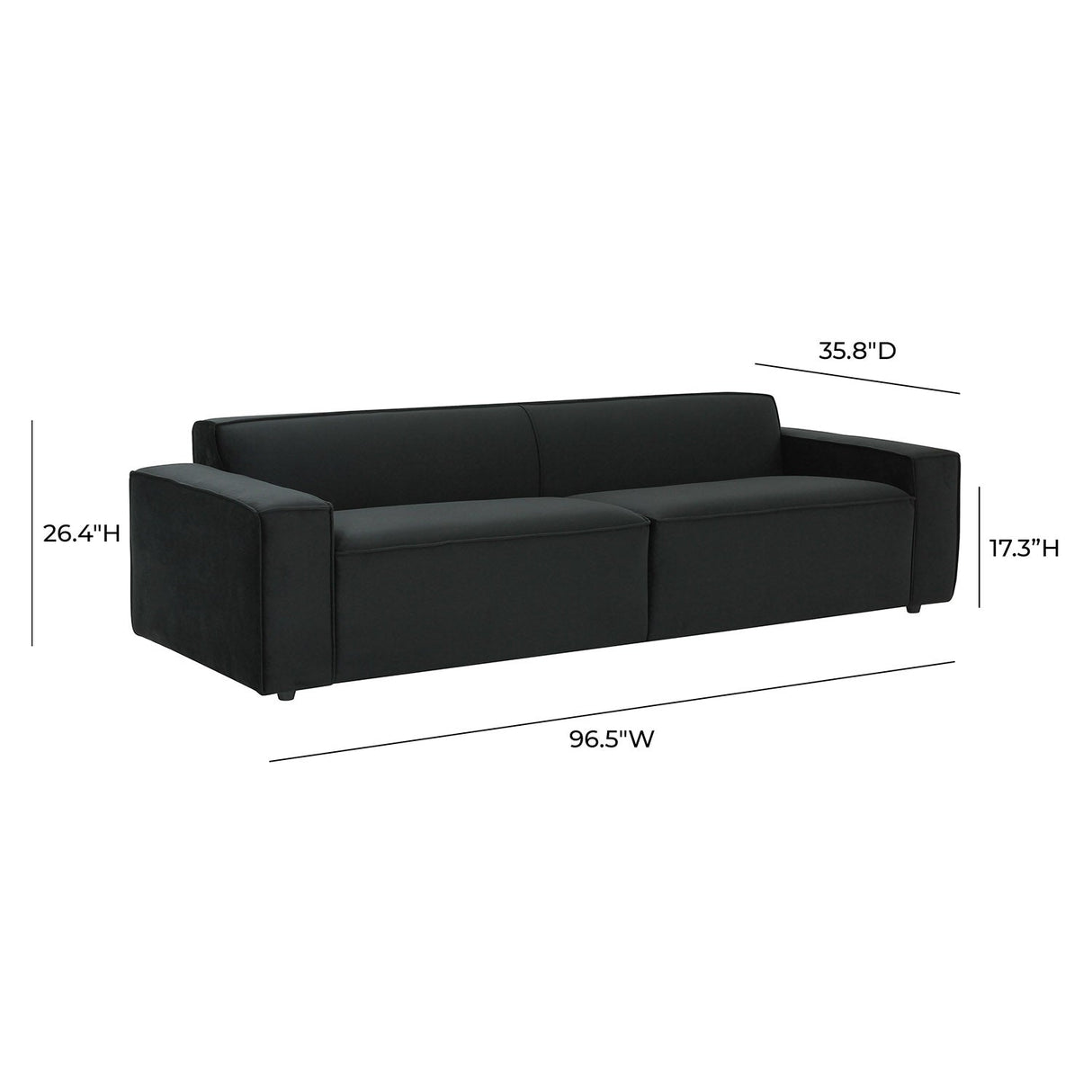 Tov Furniture Olafur Black Velvet Sofa