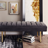 Tov Furniture Jax Gray Velvet Bench