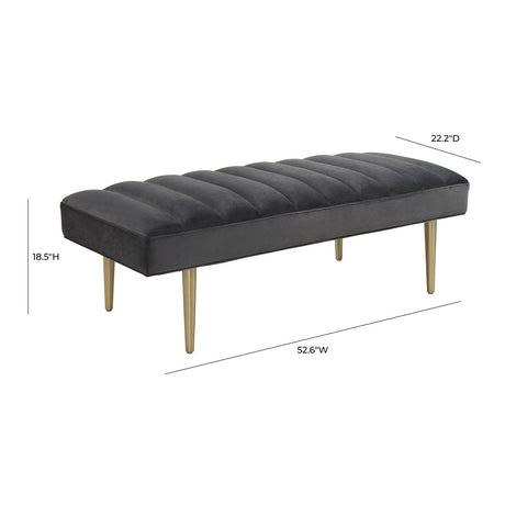 Tov Furniture Jax Gray Velvet Bench