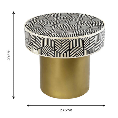 Bone Inlay Round Side Table | TOV
