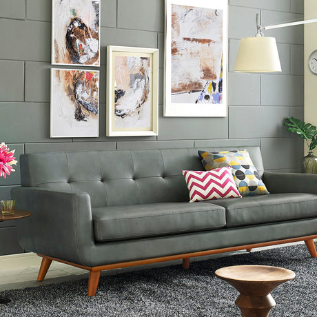 Tov Furniture Lyon Smoke Gray Leather Sofa