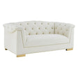 Cream Farah Velvet Loveseat | TOV