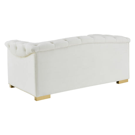 Cream Farah Velvet Loveseat | TOV