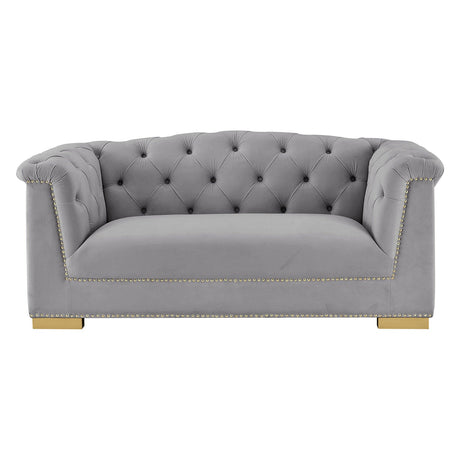 Cream Farah Velvet Loveseat | TOV