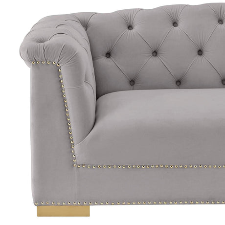 Cream Farah Velvet Loveseat | TOV
