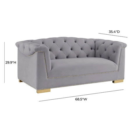 Cream Farah Velvet Loveseat | TOV