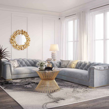 Cream Farah Velvet Loveseat | TOV