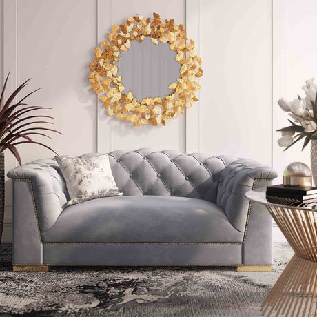 Cream Farah Velvet Loveseat | TOV