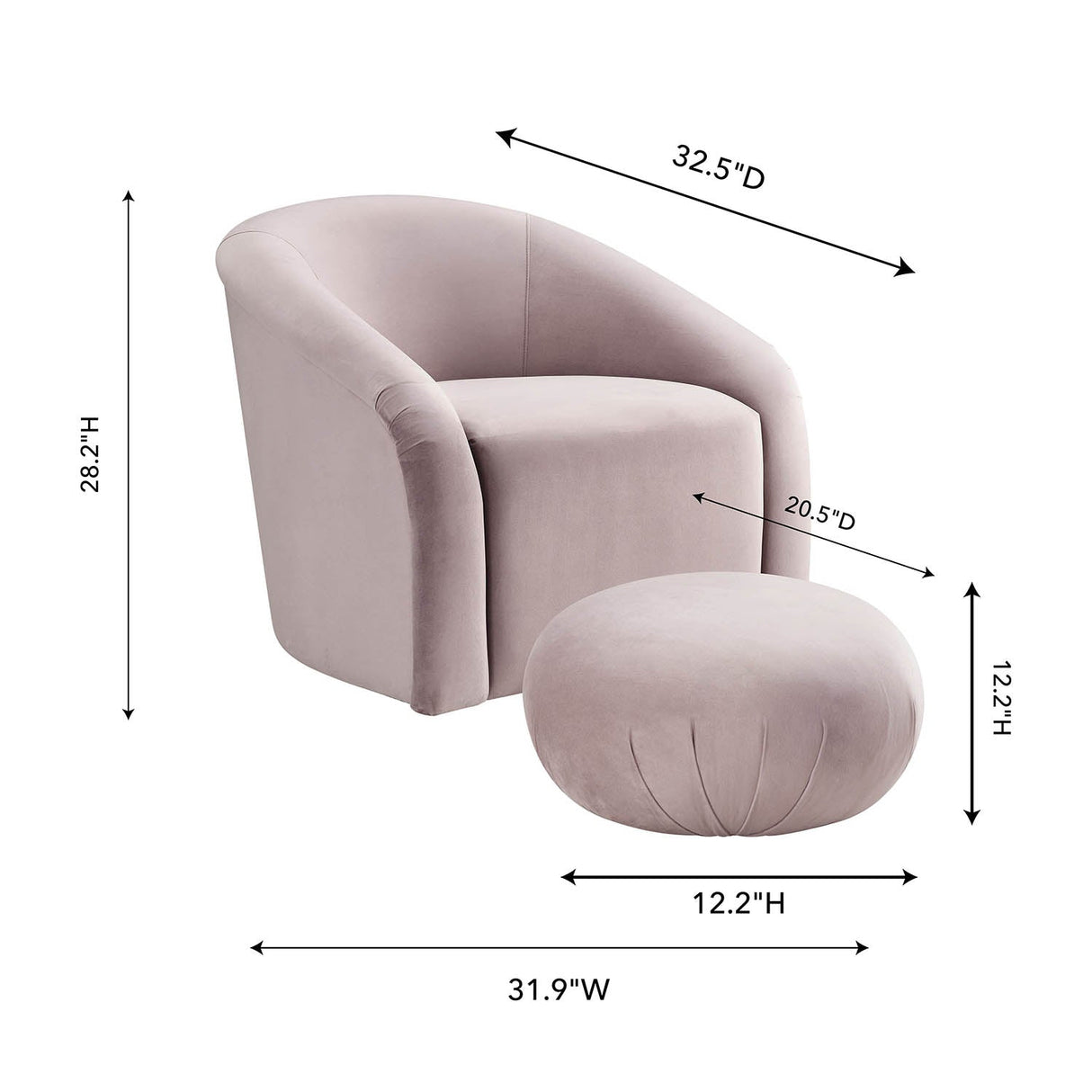 Tov Furniture Boboli Velvet Chair/Ottoman Set
