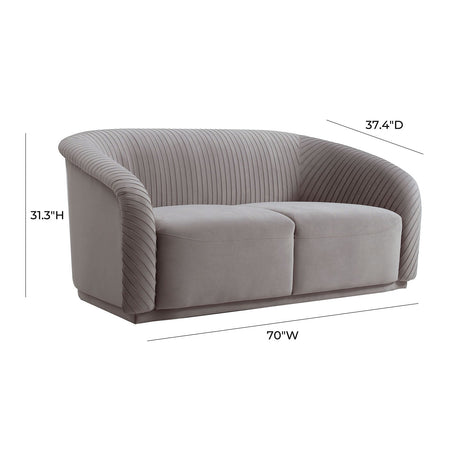 Tov Furniture Yara Pleated Velvet Loveseat