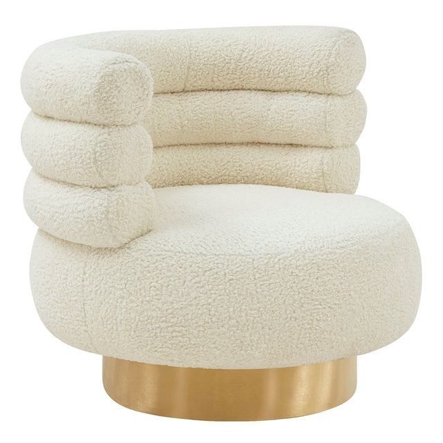 Tov Furniture Naomi Faux Shearling Swivel Chair