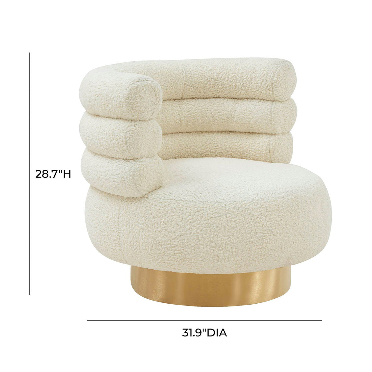 Tov Furniture Naomi Faux Shearling Swivel Chair