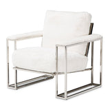 Michael Amini Trance Astro Faux Fur Chair Stainless Steel - Home Elegance USA