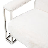 Michael Amini Trance Astro Faux Fur Chair Stainless Steel - Home Elegance USA