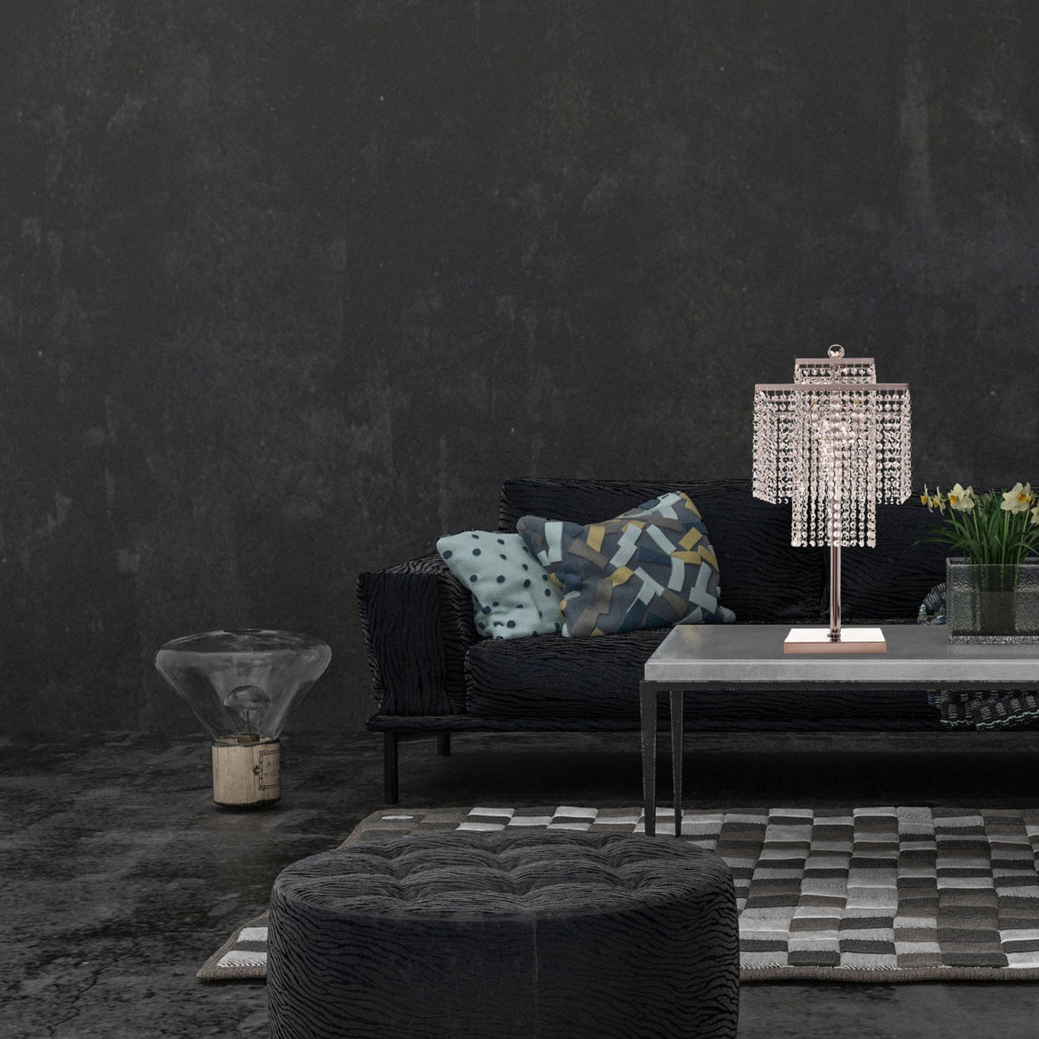 Table Lamp Square Crystal Double Crown - Home Elegance USA