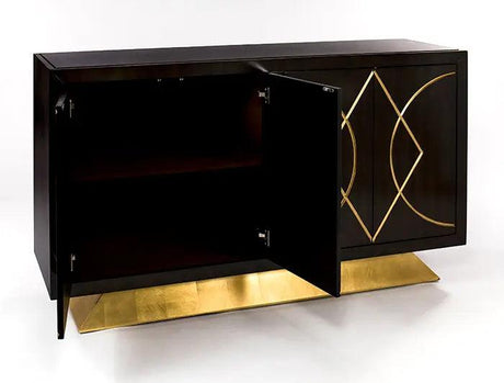 4448-S Credenza Cabinet / Buffet Faux Walnut Finish | Artmax - sold by Home Elegance USA