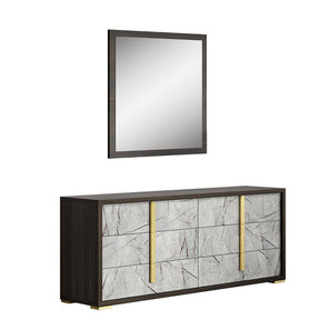 Travertine Dresser With Mirror In Dark Oak And Gray - 18772-Dm | J&M