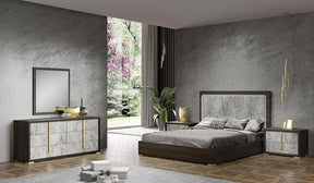 Travertine 5 Piece Queen Bedroom Set In Dark Oak And Gray - 18772-Q-5Set | J&M