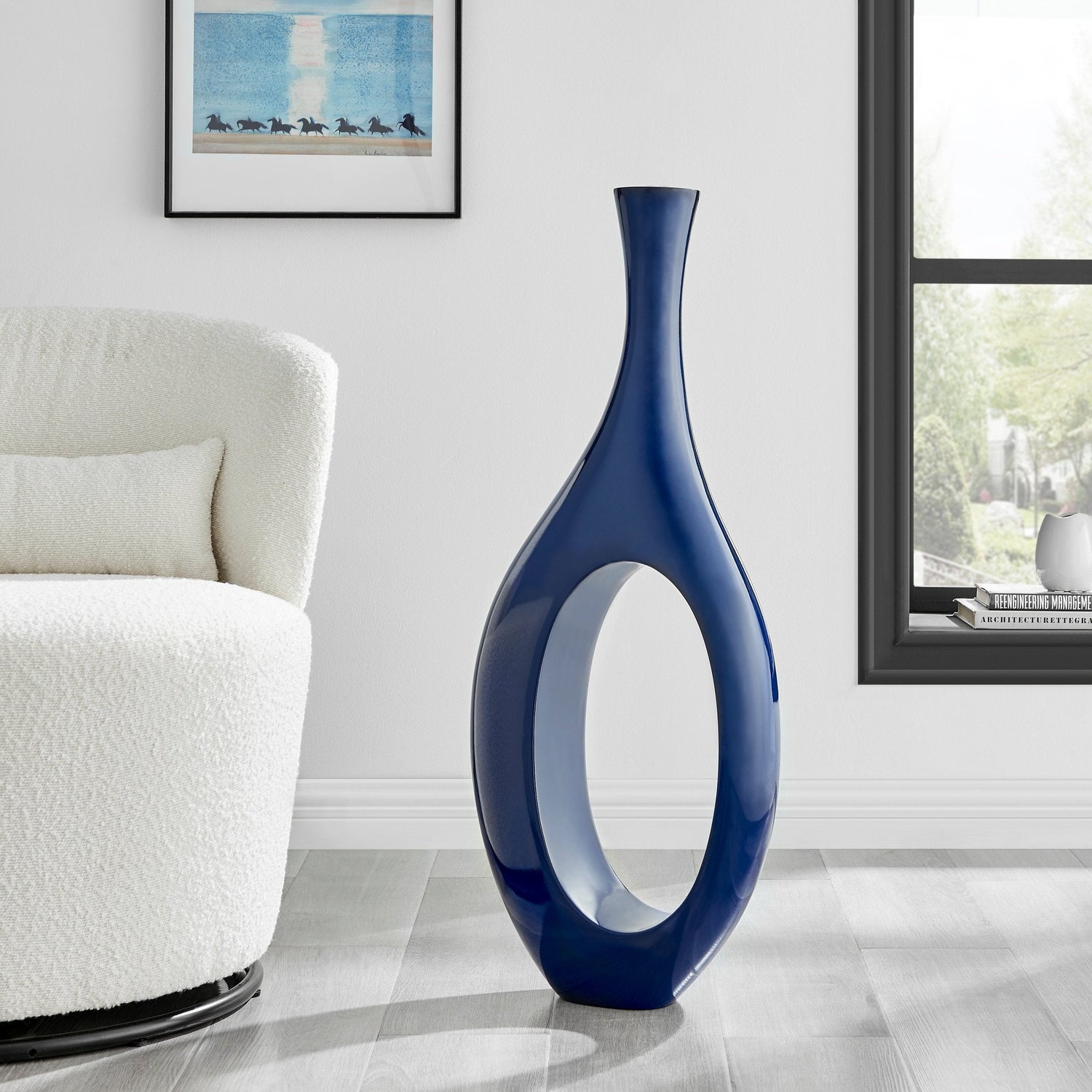 Trombone Vase // Large Navy Blue - Home Elegance USA