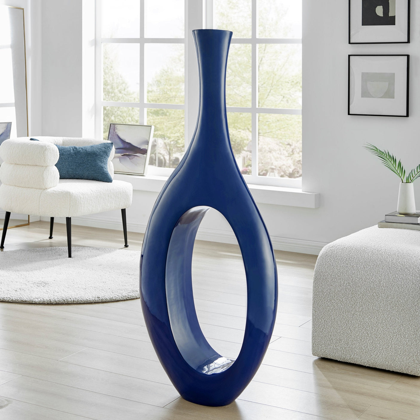 Trombone Vase // Small Navy Blue - Home Elegance USA