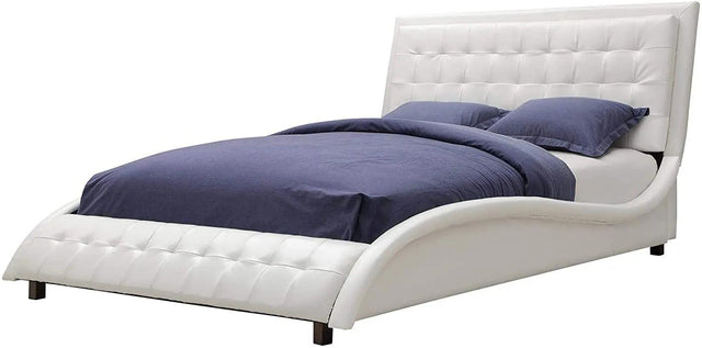 Tully Upholstered King Size Bed In White Color By Coaster Furniture - Home Elegance USA