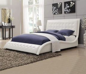 Tully Upholstered King Bed in White Leatherette 300372EK – Coaster