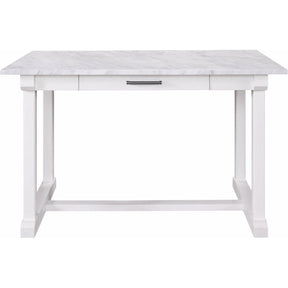 Elena Counter Table Picket Fence Finish with Marble Top – Universal