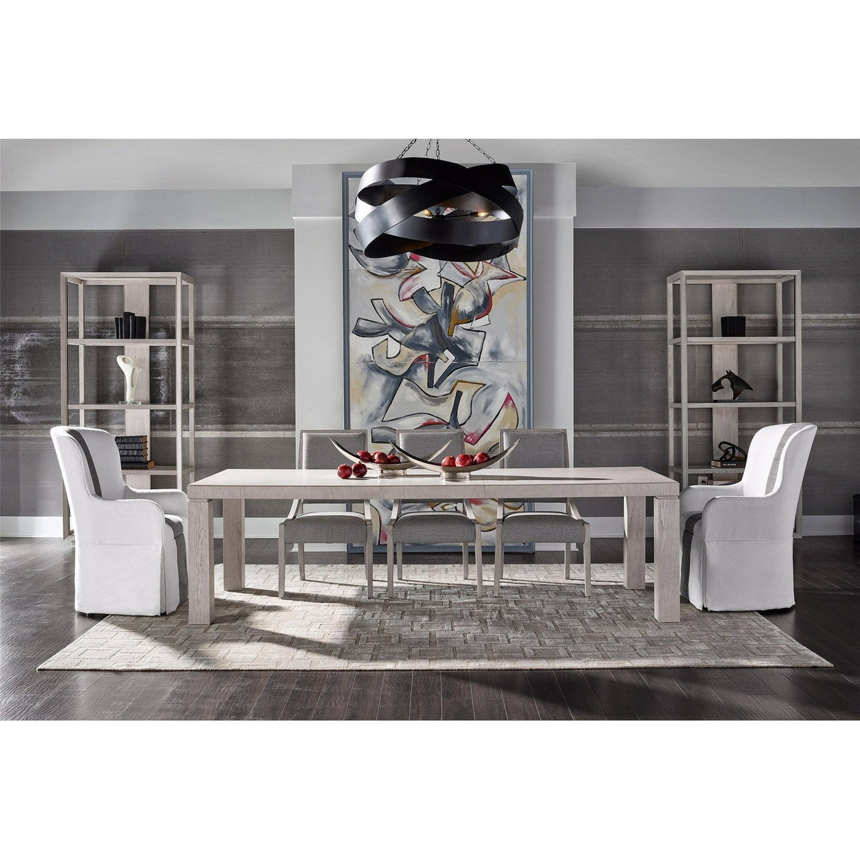 Universal Furniture Modern Siltstone Slip Cover Caster Arm Chair