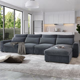 U_Style Modern Large L-Shape Feather Filled Sectional Sofa,  Convertible Sofa Couch with Reversible Chaise for Living Room - Home Elegance USA