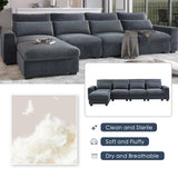 U_Style Modern Large L-Shape Feather Filled Sectional Sofa,  Convertible Sofa Couch with Reversible Chaise for Living Room - Home Elegance USA