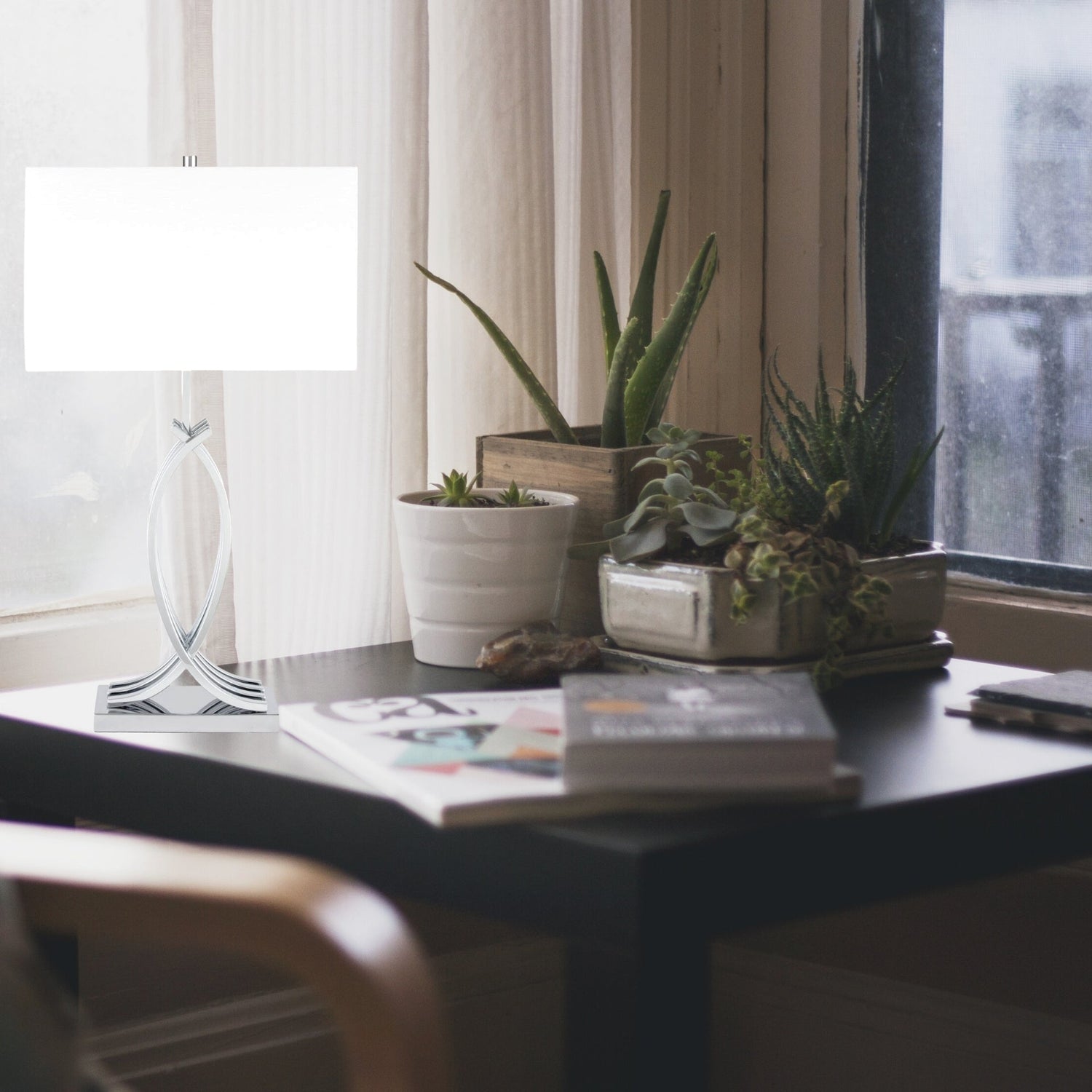 Unity in Chrome Table Lamp // 1 Light // USB Charger - Home Elegance USA