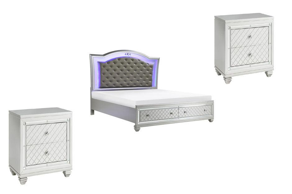 Homelegance - Leesa 3 Piece Eastern King Platform Bedroom Set In Silver - 1430K-1Ek*3