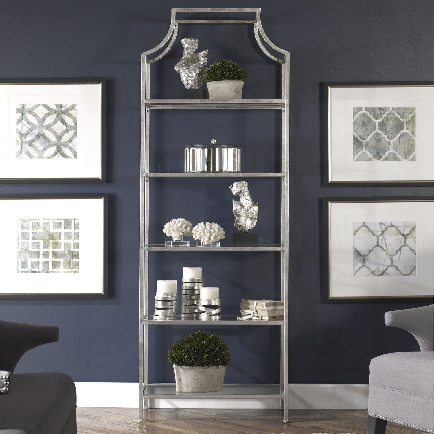 Aurelie Silver Etagere | Uttermost | Home Elegance USA